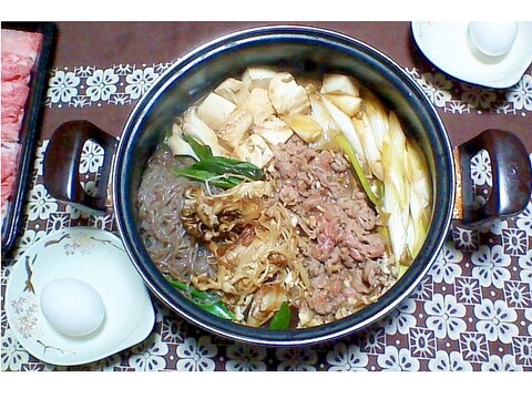 すき焼き(長ネギ・えのき・舞茸・糸こんetc..)